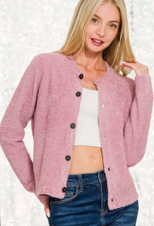 Zenana Button Down Long Sleeve Sweater Cardigan