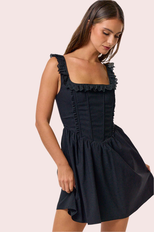 Cotton Eyelet Ruffle Corset Babydoll Mini Dress